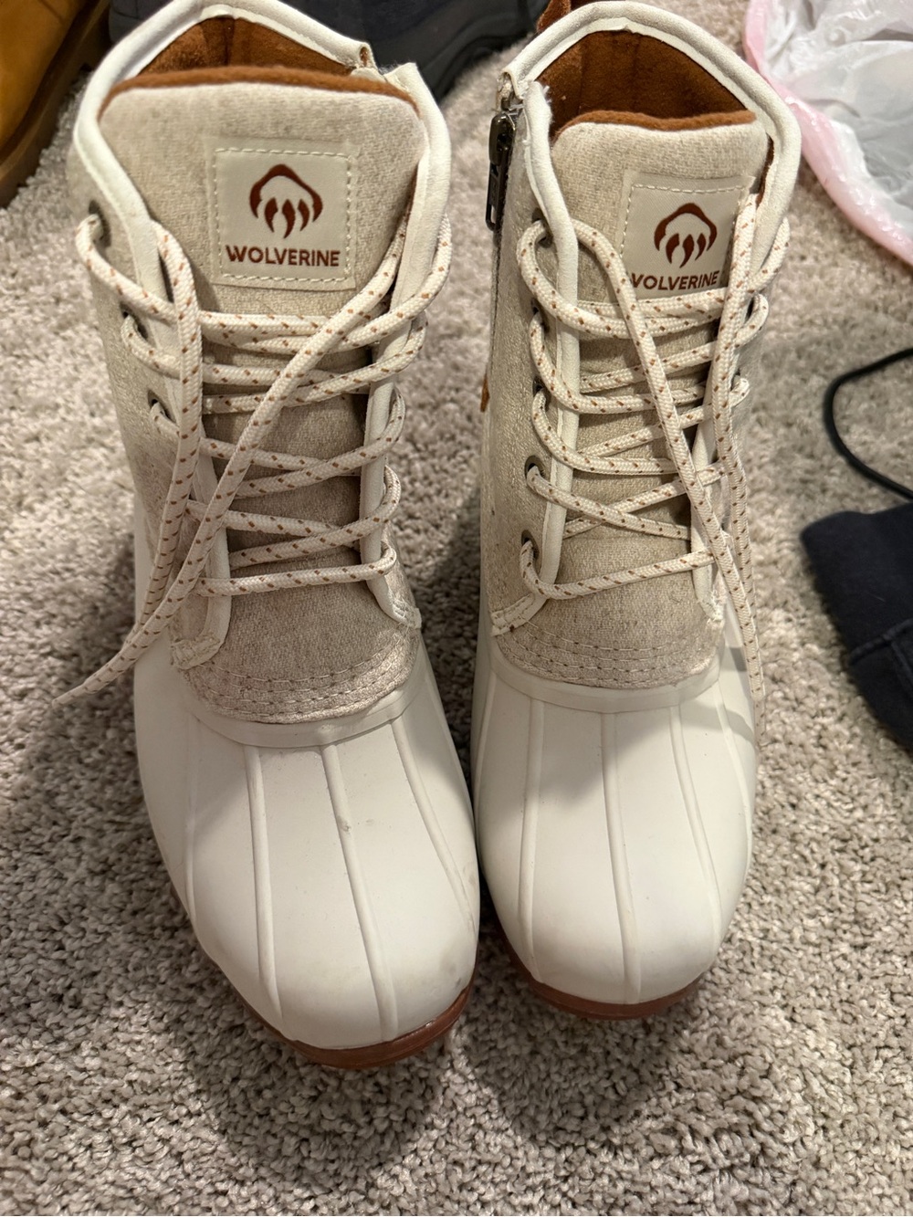 Wolverine Women's Cream and Brown Waterproof Duck Boots